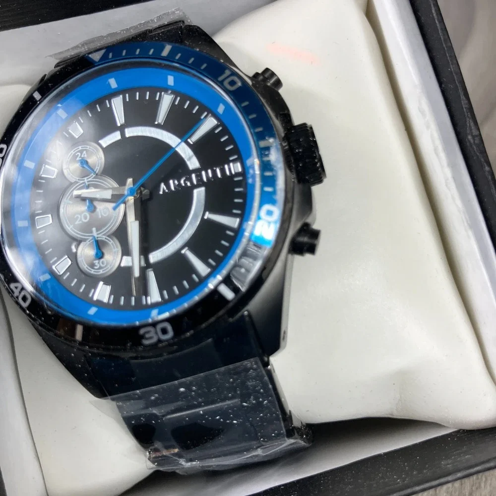 Argenti Men All Black Chronograph‎ Watch 42mm New